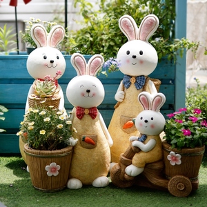 可爱兔子花盆花园别墅阳台庭院装饰布置创意多肉户外动物大号摆件