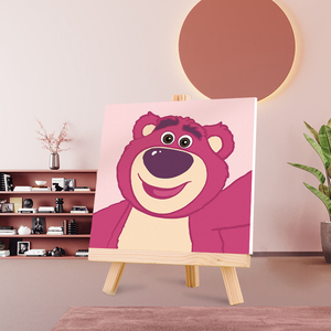 草莓熊数字油画儿童diy填充手绘涂鸦小尺寸卡通画画填色油彩画