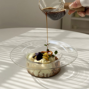 小清新ins风透明草帽玻璃碗甜品碗酸奶杯水果沙拉碗拍照道具杯盘