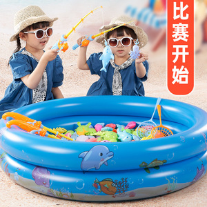 洗澡钓鱼玩具儿童沙滩充气游泳池宝宝家用吸水圈决明子沙婴儿室内
