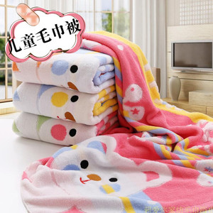 彩贝虹5棉儿童毛巾被幼儿园正方形小熊绣花盖被空调被婴儿浴巾抱