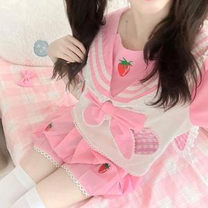 【上衣+下裙】洛丽塔 JK裙 全套 草莓制服 可爱少女Lolita裙子