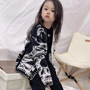 波拉韩国童装女童开衫2022秋装儿童羊绒外套中大童洋气毛衣针织衫