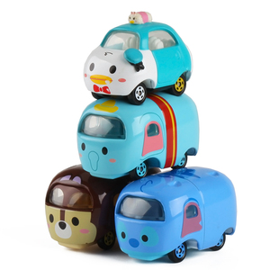 耐摔卡通动物合金金属滑行小汽车巴士模型儿童宝宝玩具车1-3-6岁