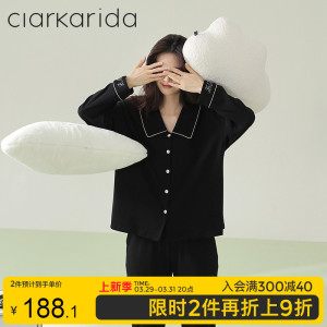 clarkarida卡恩自由女神睡衣女春秋长袖纯棉秋季可外穿家居服套装