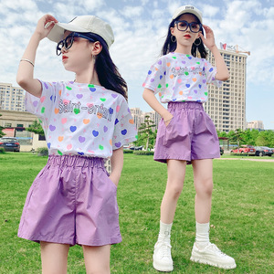 一岁半女宝夏季天套装洋气网红时尚韩系穿搭韩范潮衣儿童半袖短裤