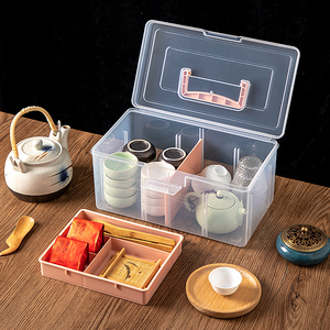 便携式功夫茶具收纳盒户外茶杯茶壶大容量整理盒旅行装车载茶具包