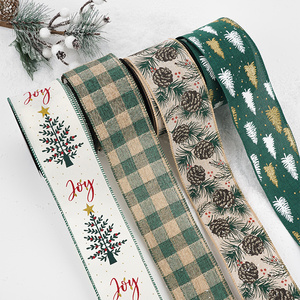 6.3cm宽圣诞节印花圣诞丝带礼物缎带diy节日氛围圣诞树装饰麻料带