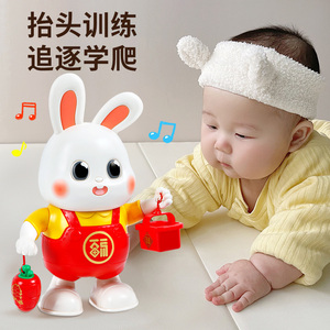 0一1岁婴儿玩具兔子3到6个月宝宝练习抬头训练神器电动跳舞小福兔