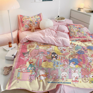 全棉卡通床上四件套100纯棉女孩三丽鸥粉色被套单件库洛米可定制