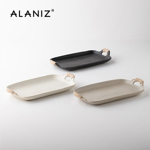 alaniz南兹景-纯莫双耳长条盘陶瓷鱼盘烤鱼盘蒸鱼盘创意装鱼餐盘