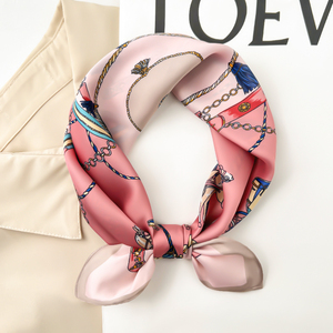 LV:SV官方专柜粉色小方巾长条丝巾女春秋夏季薄围巾职业装饰护颈