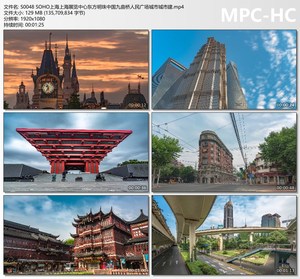 上海展览中心东方明珠中国九曲桥人民广场城市建筑风景视频素材