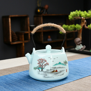 毅煊青瓷茶壶陶瓷家用中式简约大号提梁泡茶壶单壶单杯瓷壶冷水壶