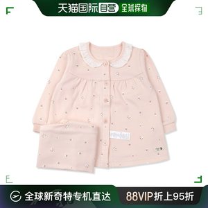 韩国直邮ORGANIC MOM内衣套装童装女粉红色长袖棉材质褶皱设计