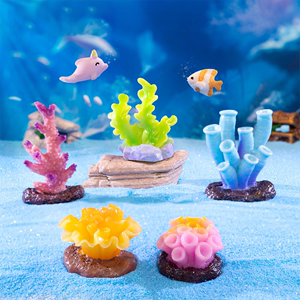 鱼缸海草珊瑚小摆件仿真迷你树脂工艺品水族箱DIY造景装饰用品