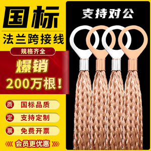 6平方紫铜法兰静电跨接线接地线防爆铜编织带管道阀门法兰连接线