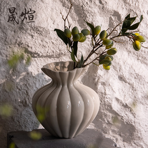 法式陶瓷花瓶白色高级感摆件餐桌家居现代简约风软装艺术几何花器
