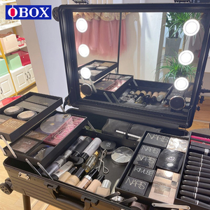 OBOX化妆箱专业跟妆师拉杆箱带镜子带灯隐藏支架万向轮化妆师专用