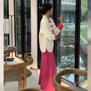 新中式女装中国风唐装今年流行漂亮禅意盘扣上衣半身裙套装秋冬季