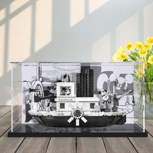 LEGO迪士尼威利号汽船米奇蒸汽船 21317 亚克力展示盒透明防尘罩