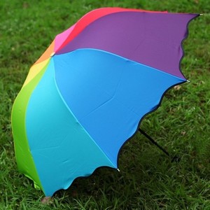 创意防晒彩虹太阳伞双人加大三折叠雨伞女韩国防晒遮阳定制广告伞