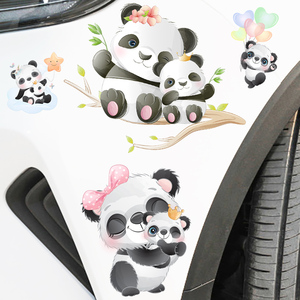 YJZT 可爱卡通熊猫防水汽车贴纸大面积遮挡划痕保险杠装饰车贴