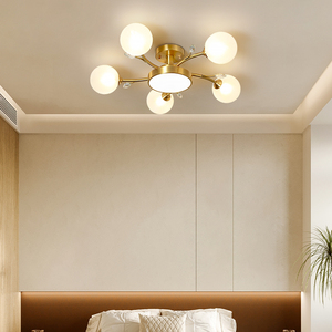 卧室吸顶灯轻奢主卧灯现代简约设计师北欧家用房间餐厅灯全铜灯具