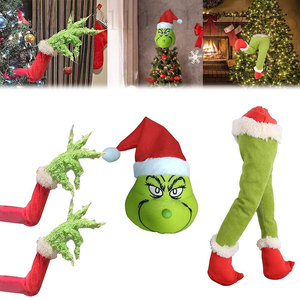亚马逊热款格林奇圣诞节绿毛怪玩偶套装儿童毛绒公仔礼品玩具