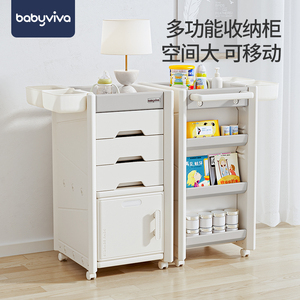 babyviva婴儿用品喂养台收纳柜床头置物架护理推车移动奶瓶储物架