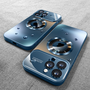 适用苹果15promax手机壳14Pro新款13Pro蓝色iphone15全包镜头膜plus磨砂玻璃11magsafe磁吸高级感男女透明款