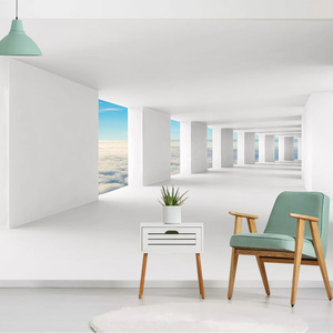 简约北欧风格墙纸3d立体空间延伸客厅沙发拍照背景墙布服装店壁纸