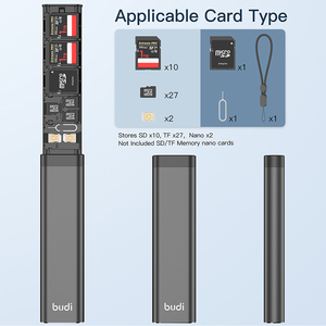 budi tf卡/SD卡收纳盒便携内存卡保护盒相机存储卡数码整理包手机SIM卡多功能收纳棒送取卡针送SD卡套
