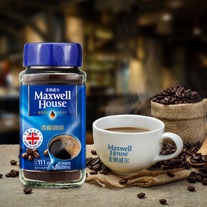 英国进口麦斯威尔香醇200g/瓶速溶纯黑咖啡粉无蔗糖学生提神健身