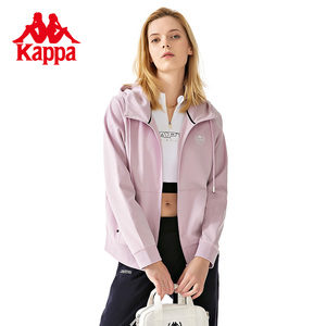Kappa卡帕outlets背靠背官方女卫衣连帽外套新款针织运动休闲开衫