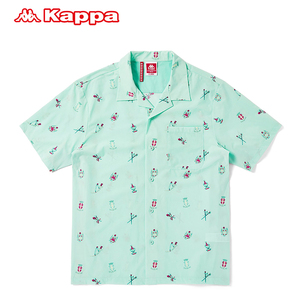 Kappa卡帕outletsBANDA串标男短袖衬衫满印夏季短袖上衣