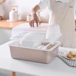 加大号碗柜厨房沥水架塑料碗筷餐具收纳盒碗碟篮碗架带盖置物架