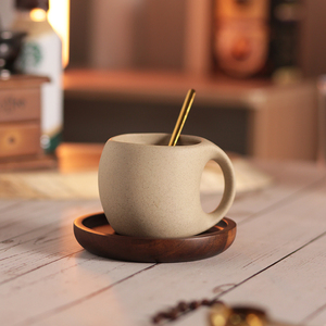 陶瓷咖啡杯碟套装复古拿铁美式咖啡杯子家用下午茶杯碟勺花茶杯子