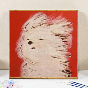 韩国插画潦草小狗diy数字油画手绘填色丙烯油彩画 手工涂鸦动物画