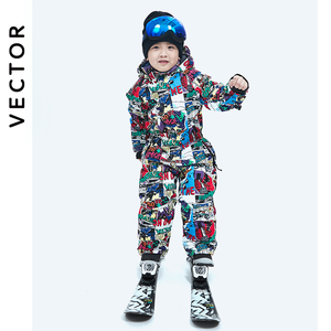 VECTOR儿童连体滑雪服单板男童雪乡防风保暖卡通宝宝滑雪衣裤装备