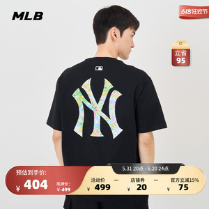 MLB官方 男女情侣圆领T恤宽松印花涂鸦logo短袖24夏季新款TSX05