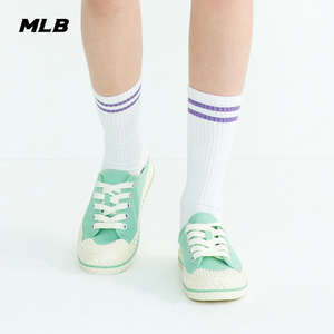 MLB官方 男女袜子经典小LOGO长筒袜运动袜休闲百搭潮SOL01