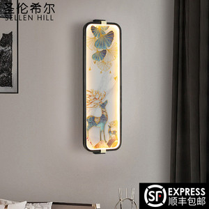 新中式壁灯3D立体卧室床头装饰画房间墙面挂画温馨LED中国风禅意