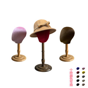 头模帽子展示架多色绒布假人头饰品假发实木帽撑包布头模