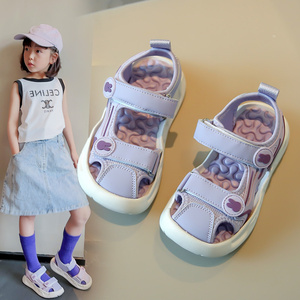 女童包头凉鞋2024夏季新款儿童软底运动沙滩鞋小女孩防滑中大童鞋