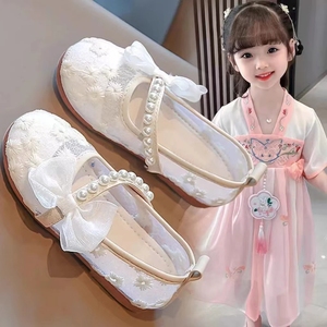女孩汉服鞋夏季2024儿童凉鞋透气女童鞋子绣花鞋中国风布鞋中小童