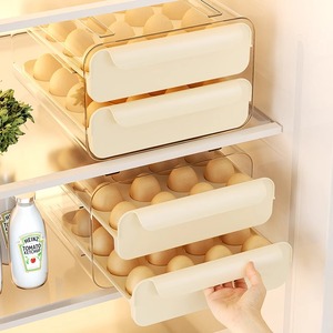 鸡蛋收纳盒架抽屉式食品级厨房家用冰箱专用双层保鲜盒食物收纳盒