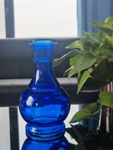 中式古风花瓶蓝色大肚精致高档家用卧室桌面酒店摆件
