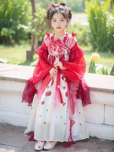 女童汉服中国风超仙女孩春季襦裙儿童古装连衣裙夏装裙子大童长袖