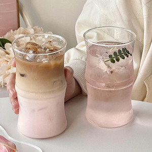 竹节咖啡玻璃水杯ins风女生高颜值可爱冷饮牛奶拿铁杯设计感杯子